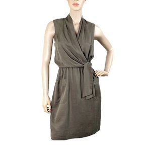 Army Green Elie Tahari Faux Wrap Sleeveless Dress